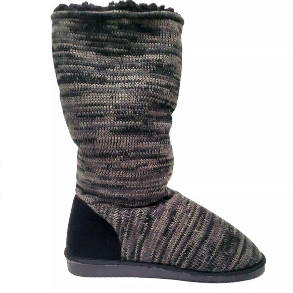 MUK LUKS Liza Knit Buttoned Oxford Ebony Marble Winter Boots Women's Size 8 - Picture 8 of 12